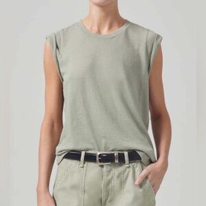 Citizens of Humanity Kelly Roll Sleeve Tee - Spring Moss